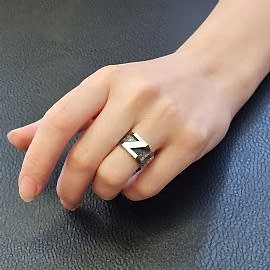 Kalın Z Harfi Monogram 925 Ayar Gümüş Bayan Yüzüğü