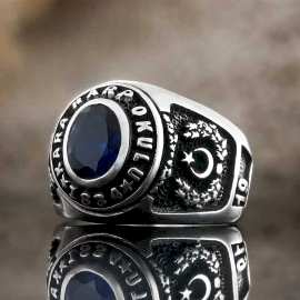 Milli Savunma Bakanlığı Logolu KHO Yüzüğü, Kara Harp Okulu Taşlı Yüzük, Harp Okulu Yüzüğü, KHO Anı Yüzüğü