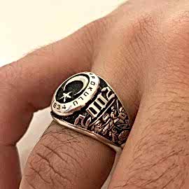 Kara Harp Okulu Yüzüğü 2002-153, KHO Ay Yıldız Yüzük, Harp Okulu Yüzüğü, Harp Okulu 2002 Mezuniyet Yüzüğü