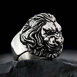 3 Boyutlu Tasarım Kızgın Aslan Yüzük