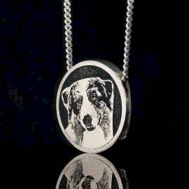 Gümüş Köpek Fotoğraflı Kolye