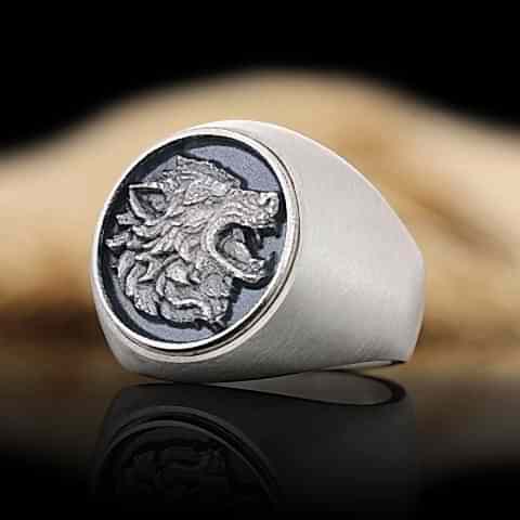 Kurt Yüzük, Gümüş Kurt Yüzük, Yuvarlak Özel Tasarım Gümüş Kurt Yüzük