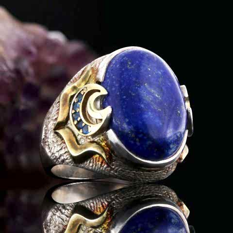 Lapis Taşlı Özel Tasarım Gümüş Erkek Yüzük, Lapis Erkek Yüzük