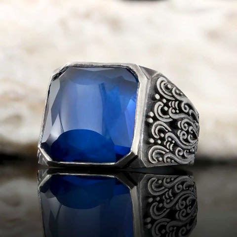 Safir Taşın Gücü Erkekler İçin Özel Üretim Yüzük Tasarımı, Safir Taşlı Yüzük ile Tarzınızı Tamamlayın