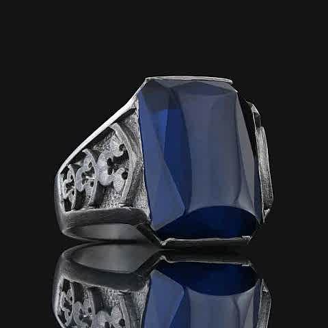 Safir Taşlı Erkek Yüzüğü ile Farkınızı Gösterin, Safir Taşlı Erkek Yüzük, Özel Üretim Mavi Taşlı Erkek Yüzük