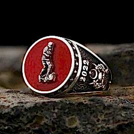 Kırmızı Mineli Kara Harp Okulu Yüzüğü, Kara Harp Okulu Yüzük, KHO Yüzük, Harp Okulu 2022 Mezuniyet Yüzüğü, Harbiye 2022 Anı Yüzüğü