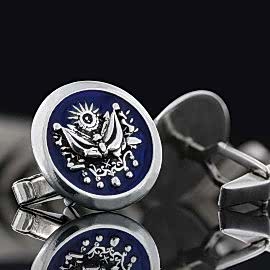 Mineli Osmanlı Devlet Armalı Yuvarlak Kol Düğmesi