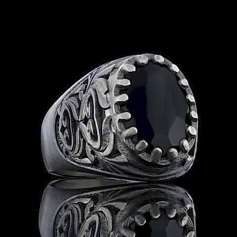 Modern Tasarım Kırmızı Oniks Gümüş Yüzük, Zarif Kırmızı Oniks Taşıyla Tasarlanmış Gümüş Yüzük, Siyah Akik Yüzük