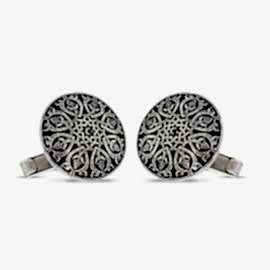 Yuvarlak Motifli 925 Ayar Gümüş Erkek Kol Düğmesi