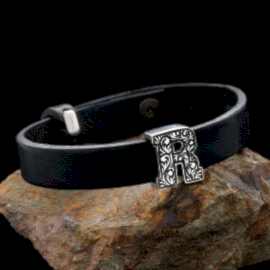 Motifli R Harfi 925 Ayar Gümüş Bileklik