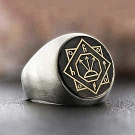 Oğuz Kağan Mührü 925 Ayar Gümüş Erkek Yüzük