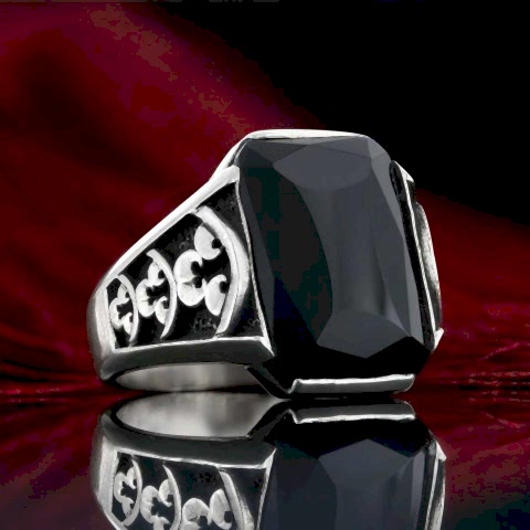 Oniks Taşlı Erkek Yüzük, Özel Üretim Oniks Yüzük, Siyah Akik Yüzük