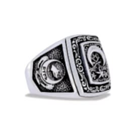 Osmanlı Armalı Göktürk Türkçeli Ay Yıldız Yüzük