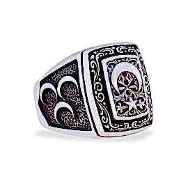 Osmanlı Devlet Armalı Üç Hilal Ay Yıldız Yüzük