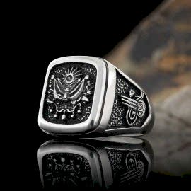 Osmanlı Yüzüğü Devlet Armalı & Ay Yıldız