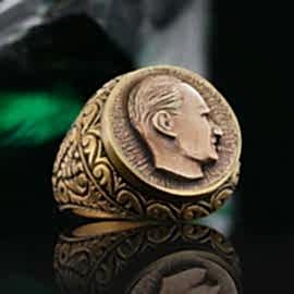 Özel Tasarım 925 Ayar Gümüş Atatürk Silüetli Yüzük