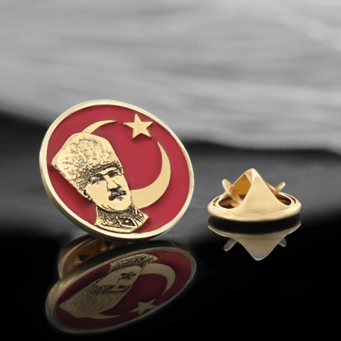 Özel Tasarım Ay Yıldız Atatürk Rozet, Gümüş Atatürk Rozet
