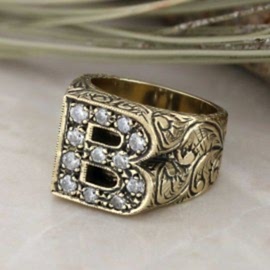 Özel Tasarım El Yapımı Monogram B Harfili Yüzük