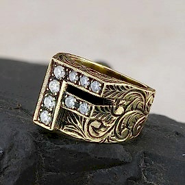 Özel Tasarım El Yapımı Monogram F Harfili Yüzük