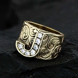 Özel Tasarım El Yapımı Monogram J Harfli Yüzük