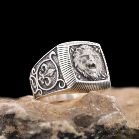 Özel Tasarım Gümüş Erkek Aslan Yüzük