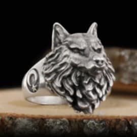 Özel Tasarım Gümüş Kurt Yüzük