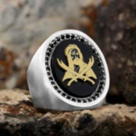 Özel Tasarım Hz. Ali Silüeti ve Kılıçlı Yüzük