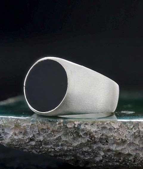 Özel Tasarım Yuvarlak Oniks Taşlı Yüzük, Sade Oniks Taşlı Yüzük, Oniks Taşlı Gümüş Yüzük