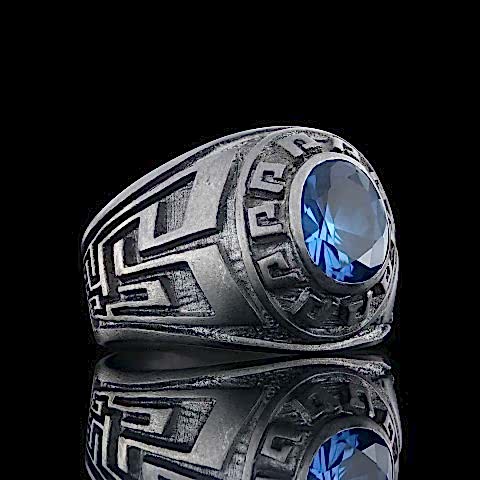 Özel Üretim Blue Spinel Taşlı Gümüş Erkek Yüzük, Blue Spinel Taşlı Yüzükler ile Göz Kamaştırıcı Zarafet