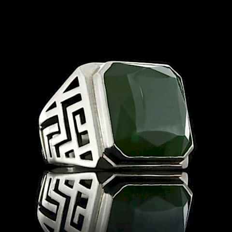 Özel Üretim Yeşim Taşlı Erkek Yüzük, Özel Tasarım Yeşim Taşlı Erkek Yüzük