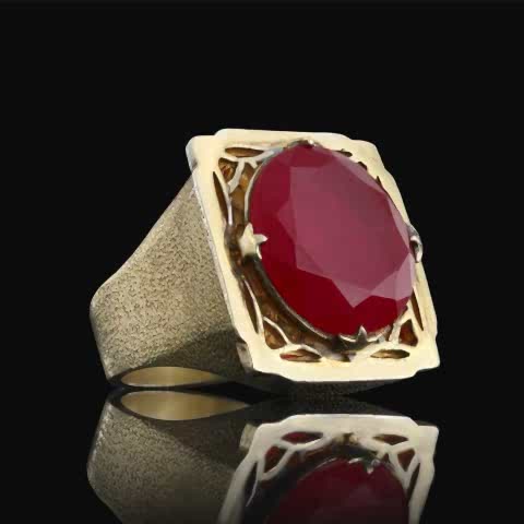 Ruby Taşlı Gümüş Yüzük