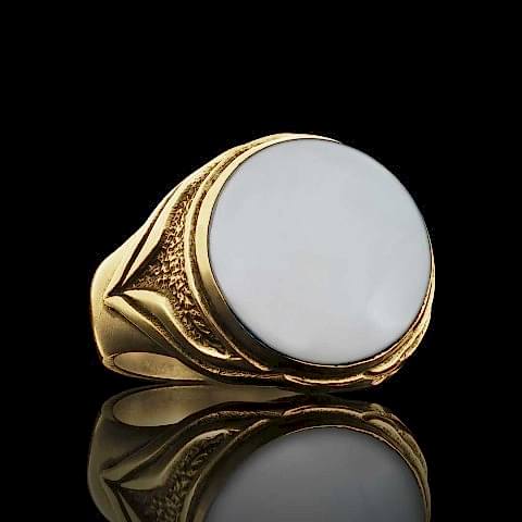 Sedef Taşlı Özel Üretim Gümüş Erkek Yüzük, Sedef Yüzük