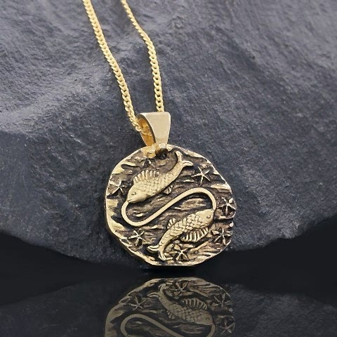 Şık Tasarımlı Gümüş Balık Burcu Kolye