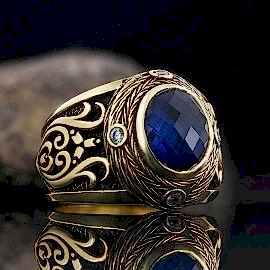 Taşlı 925 Ayar Gümüş Özel Tasarım Erkek Yüzük