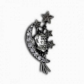 Taşlı Atatürk Siluetli Gümüş Broş