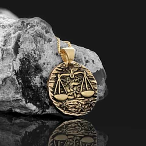 Terazi Burcu Kolye Altın Kaplama Özel Tasarım Zodyak Koleksiyonu