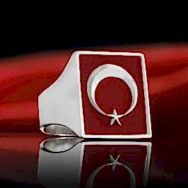 Kırmızı Mineli Ay Yıldız Yüzük