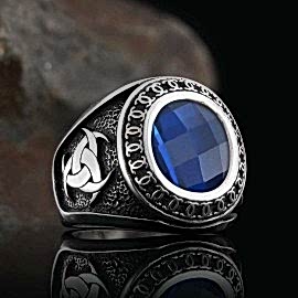 Teşkilat-ı Mahsusa ve Türkiye Haritası İşlemeli Taşlı Oval Yüzük