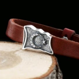 Taşlı Türk Bayraklı Bileklik