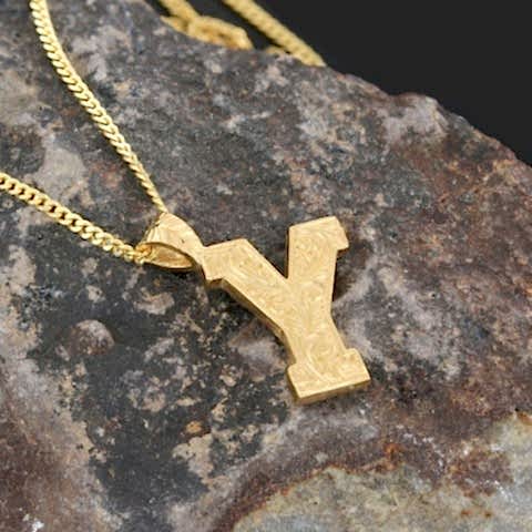 Üç Boyutlu Y Harfli Unisex Özel Tasarım El Yapımı Gümüş ve Gold Kaplama Kolye