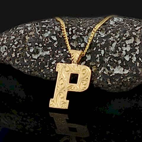 Unisex Kişiye Özel Gümüş ve Gold Kaplama Üç Boyutlu P Harfli Kolye