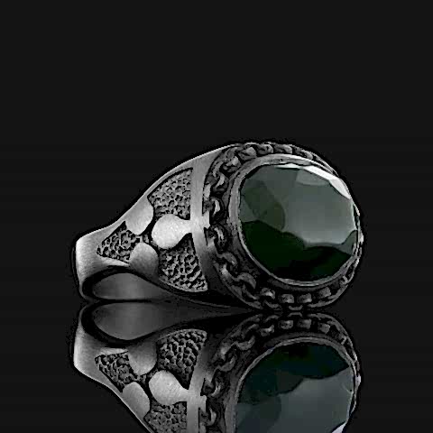 Yeşim Taşlı Gümüş Erkek Yüzük, Yeşim Erkek Gümüş Yüzük