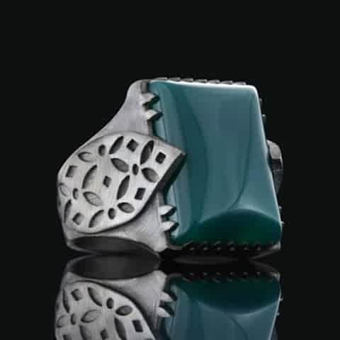 Yeşil Akik Taşı ve Gümüş Erkek Yüzük, Özel Üretim Yeşil Akik Yüzük