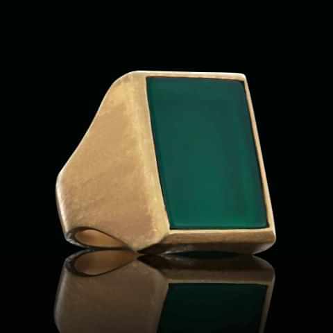 Yeşil Akik Taşlı Sade Erkek Yüzük, Erkeklere Özel Yeşil Akik Taşlı Yüzük, Yeşil Akik Yüzük