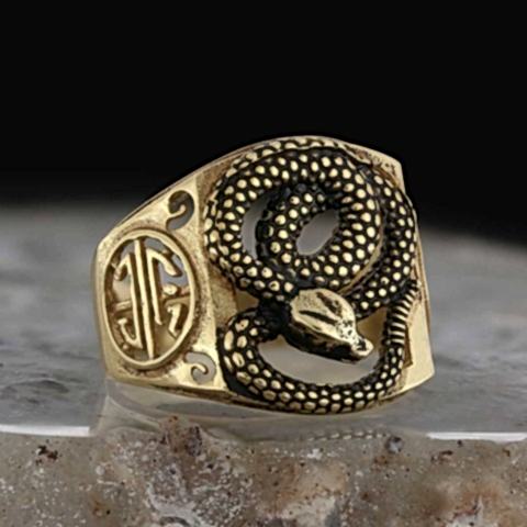 Yılan Figürlü Özel Tasarım Gümüş Erkek Yüzük