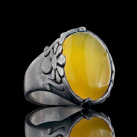 Zarif Sarı Akik Yüzük Modelleri, Eşsiz Sarı Akik Yüzük Tasarımları